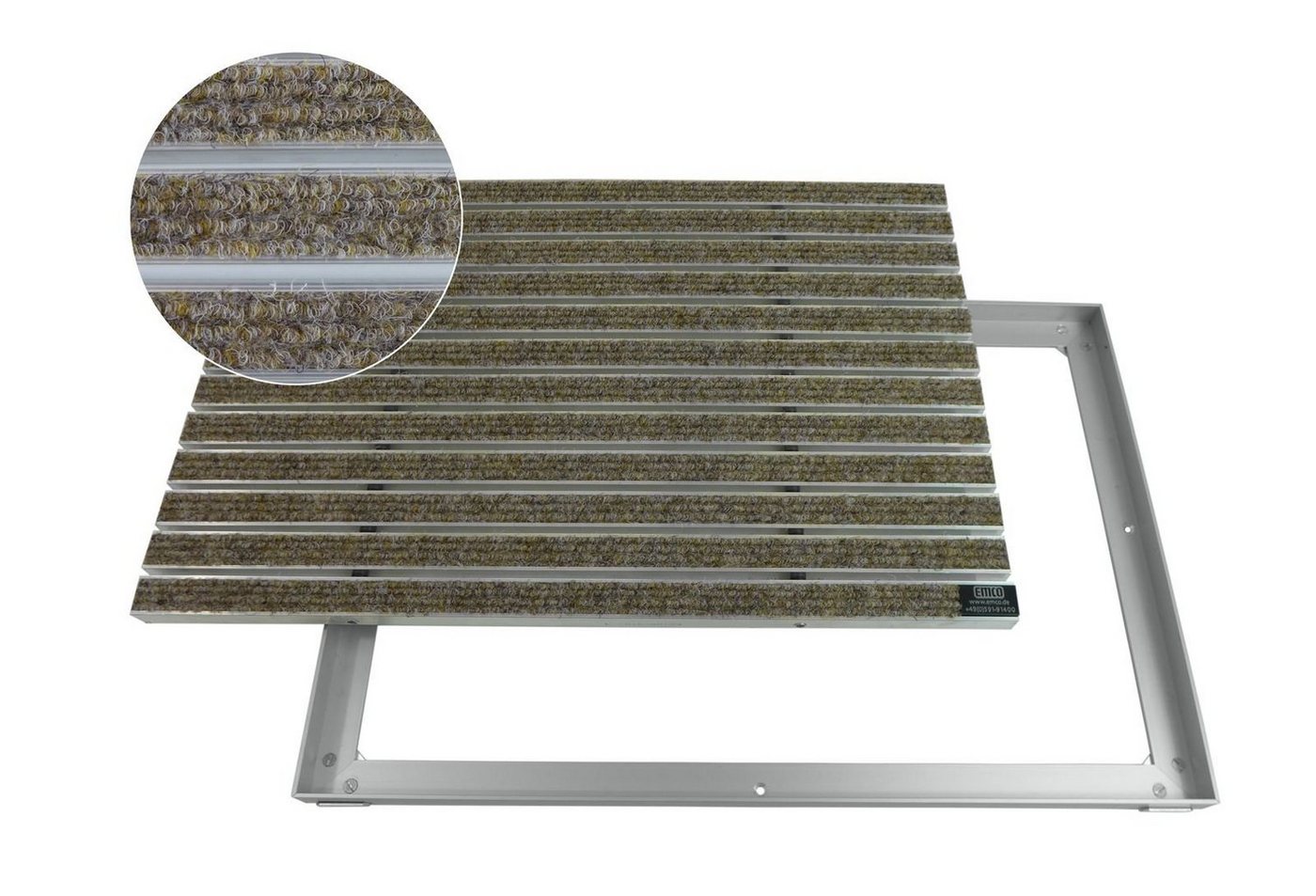 Fußmatte Emco Eingangsmatte DIPLOMAT + Rahmen 25mm Aluminium, Rips Sand, Emco, rechteckig, Höhe: 25 mm, Größe: 600x400 mm, für Innen- und überdachten Außenbereich von Emco