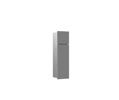 Emco Asis Pure Unterputz-WC-Modul, Badezimmerschrank als Klobürsten- und Toilettenpapierhalter mit extra Fach, Hochschrank mit Push to Open-Funktion und Anschlag Links, grau matt von Emco