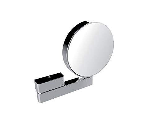 Emco Universal Kosmetik- und Rasierspiegel am Gelenkarm, runder Kosmetikspiegel zur Wandmontage, Vergrößerungsspiegel (3-/7-fach) ohne Beleuchtung, Chrom von Emco