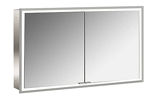 EMCO Prime Lichtspiegelschrank mit rundum LED-Beleuchtung (123 cm breit), hochwertiger Badezimmerspiegelschrank als Unterputz-Modell, Badezimmerschrank mit 2 Türen und Lichtpaket von EMCO