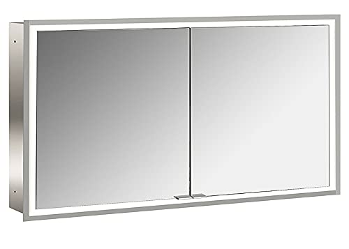 Emco Lichtspiegelschrank Prime mit rundum LED-Beleuchtung (133 cm breit), hochwertiger Badezimmerspiegelschrank als Unterputz-Modell, Badezimmerschrank mit 2 Türen und Lichtpaket von Emco