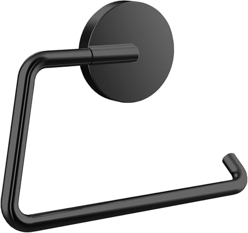 emco ROUND Papierhalter ohne Deckel, eleganter Toilettenpapierhalter zum Schrauben oder Kleben aus Metall, hochwertiger Klorollenhalter, matt schwarz von Emco