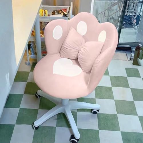 Emdmaltrix Schminktisch Stuhl Drehbarer mit Rollen，Bürostuhl aus Samt，Höhenverstellbarer Schminkstuhl， Homeoffice Stuhl，Heimbüro, Stühle für Schlafzimmer, Computer, Arbeitsstühle Rückenlehne(Pink) von Emdmaltrix