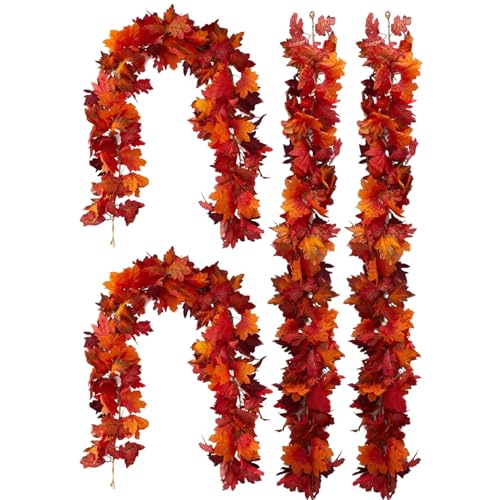 4 Stücke Herbst Girlande künstliche Blumenblätter wetterresistenter Erntedekoration für Heimtür Rasen Eingangswand Terrasse Garten Garten Outdoor Ornament von Emdvsco