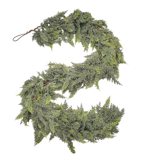 Weihnachtsgirlande aus künstlichem Zedernholz, künstlicher grüner Tannenkranz für Festliche Dekoration, Wohnzimmer, Garten, Außenbereich, Innenbereich, Wanddekoration von Emdvsco