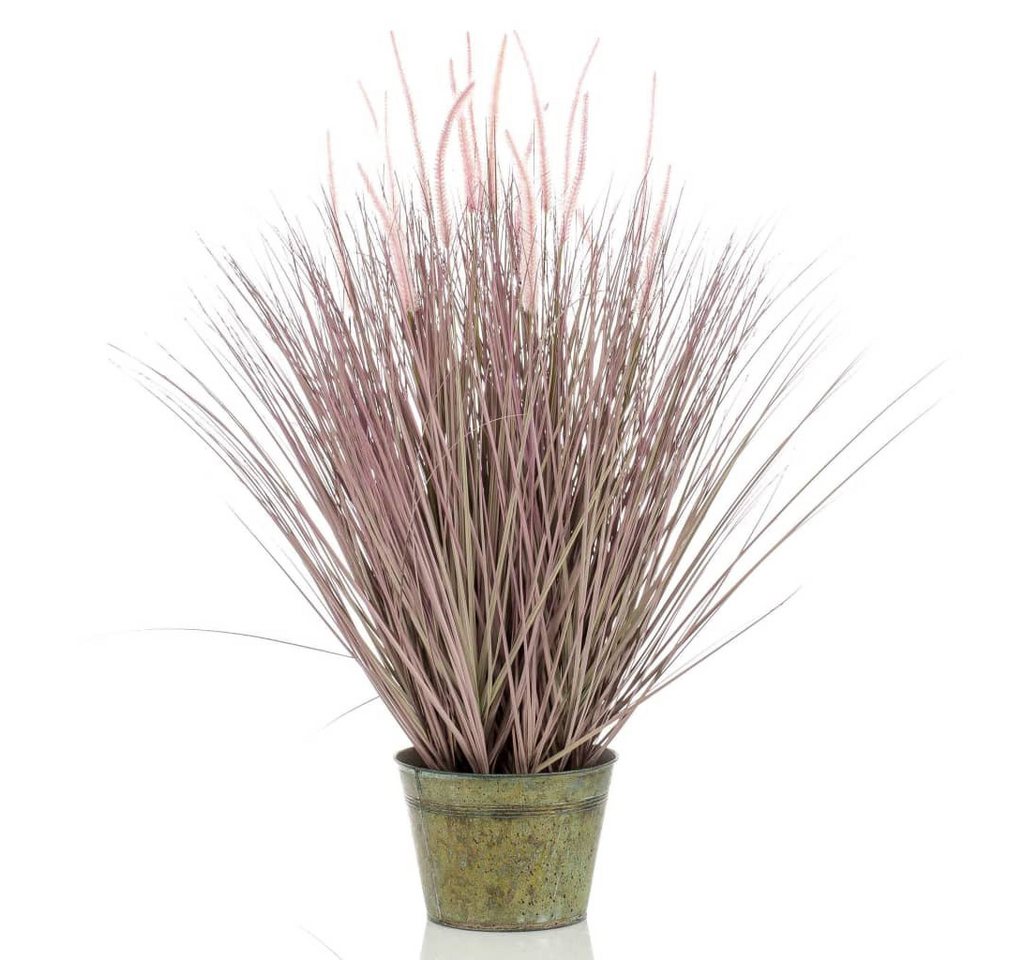 Kunstrasen Künstliches Pennisetum-Gras im Zink-Topf 99 cm, Emerald, Höhe: 99 mm von Emerald