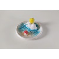 Keramik Strandhaus, Wolken Und Vollmond Im Meer | Blaue Seeschüssel Himmel Keramiktablett Schmucktablett Home Dekoration Kleiner Teller von EmeraldGreenEyeCat
