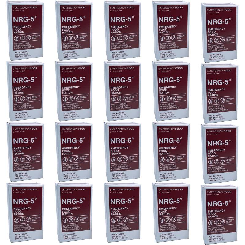 EMERGENCY FOOD 20 x NRG-5 Trekking Nahrung Not Ration Essen Laktosefrei Vegan von Emergency Food