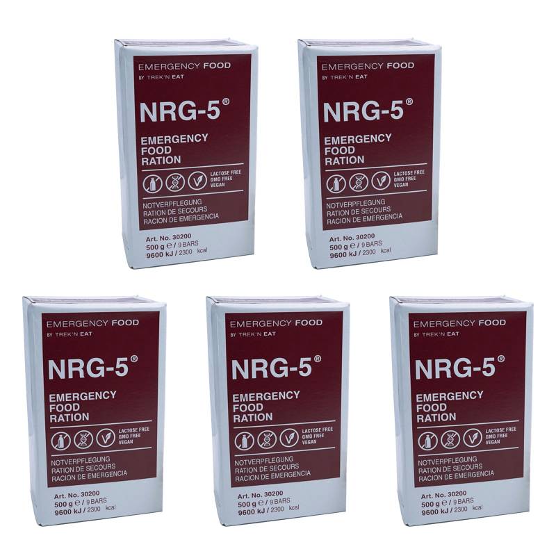EMERGENCY FOOD 5 x NRG-5 Trekking Nahrung Not Ration Essen Laktosefrei Vegan von Emergency Food