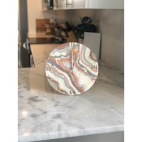Rose Gold, Weiß, Silber Und Grau Schillernden Marmor Inspiriert 12 Zoll 3D Harz Geode Uhr Wandkunst von EmergentOrderArt