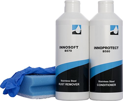 Emergo innosoft B570/innoprotect B580 500 ml, abriebfeste Edelstahl Rost und Fleckenentferner Reiniger plus Displayschutzfolie von Emergo