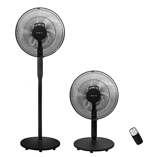 Emerio 2in1 Standventilator 125cm Höhe 40 cm Durchmesser 5 Rotorblätter 3 Geschwindigkeitsstufen Oszillationsfunktion Timer Fernbedienung als Boden- oder Tisch Ventilator nutzbar FN-126821, Schwarz von Emerio