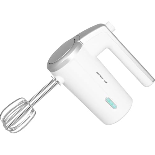 EMERIO kabelloser Akku Handmixer / -rührer - 2 Rührstäbe - 3 Geschwindigkeiten - 2000mAh/7,4V - BPA frei - Akkustand Anzeige - USB Ladekabel - bis zu 10 Zyklen á 3 Min - wiederaufladbar - HM-126681 von Emerio