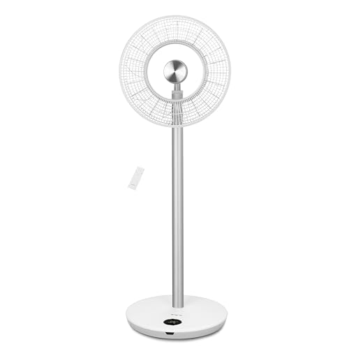 Emerio Akku Stand Ventilator | ca. 10 Std. Betriebszeit mit 1 Ladung durch hochwertigen digitalen Motor | 33,5 cm Durchmesser | Display | Fernbedienung | Timer | 12 Geschwindigkeiten | FN-214468.1 von Emerio