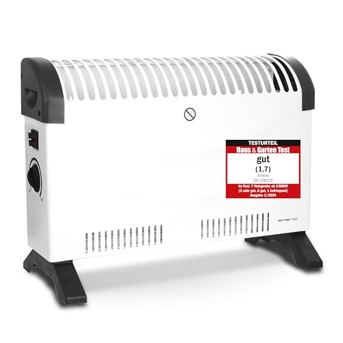 Emerio Elektroheizung Konvektor max. 2000W mit verstellbarem Thermostat Heizgerät mobil 3 Heizstufen (750W/1250W/2000W) energiesparend einstellbar stabile Standfüße mobil durch Griffe CH-128215 von Emerio