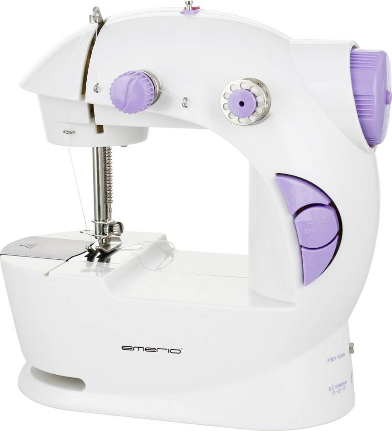 Emerio Freiarmnähmaschine Nähmaschine Mini Nähmaschine Nähen Frei Weiß Fliede258 B-Ware von Emerio