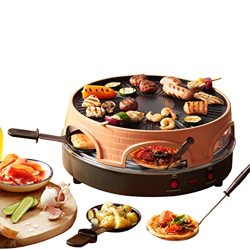 Emerio Pizzaofen, PIZZARETTE das Original, 3 in 1 Pizza-Raclette-Grill, patentiertes Design, für Mini-Pizza, echter Familien-Spaß für 6 Personen, PO-113255.4 von Emerio