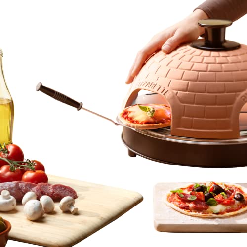 Emerio Pizzaofen, PIZZARETTE das Original, handgemachte Terracotta Tonhaube, patentiertes Design, für Mini-Pizza, echter Familien-Spaß für 4 Personen, PO-115985 von Emerio