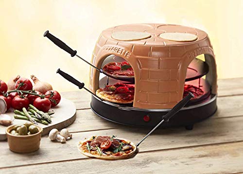 Emerio Pizzaofen, PIZZARETTE das Original, handgemachte Terracotta Tonhaube, patentiertes Design, für Mini-Pizza, echter Familien-Spaß für 8 Personen, PO-116124.1 von Emerio