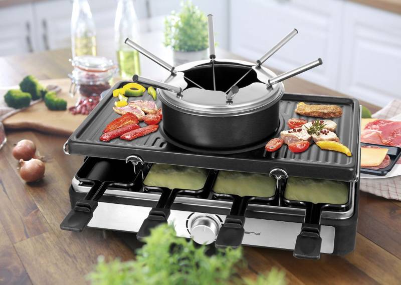 Emerio Raclette mit Fondue RG-124930 mit 8 Pfännchen von Emerio