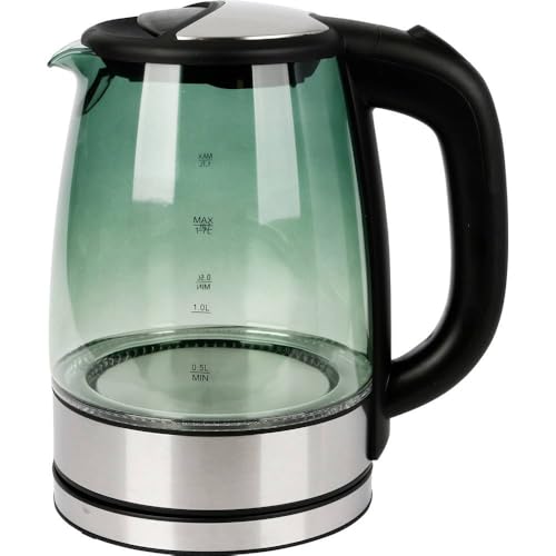 Emerio STYLE Glas Wasserkocher in grünem Glas | SIEGER Preis/Leistung Haus & Garten Test 02/2019 | 1.7 Liter Volumen mit LED Innenbeleuchtung | 360° Basis | Auto-Off | BPA frei | WK-119988.8 von Emerio