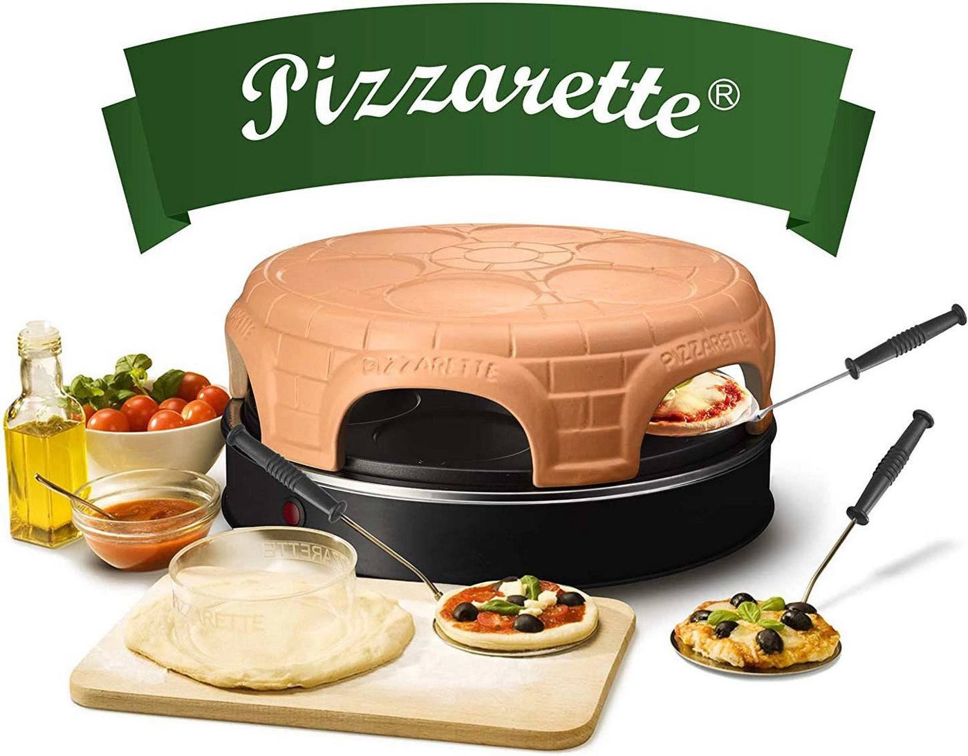 Emerio Standgrill Pizza-Ofen, PIZZARETTE PO-115848.1 für 6 Personen Mini-Pizza, 1500 W von Emerio