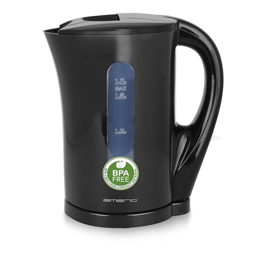 Emerio Wasserkocher BASIC | Kunststoff BPA frei | 1.7L Volumen mit beleuchtetem Ein-/Aus-Schalter | kabellos | Auto Off | Überhitzungsschutz | herausnehmbarer Kalkfilter | 2200 Watt | WK-123483 von Emerio