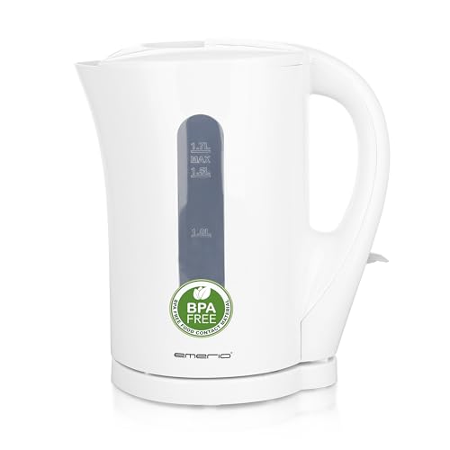 Emerio Wasserkocher BASIC | Kunststoff BPA frei | 1.7L Volumen mit beleuchtetem Ein-/Aus-Schalter | kabellos | Auto Off | Überhitzungsschutz | herausnehmbarer Kalkfilter | 2200 Watt | WK-123483.1 von Emerio