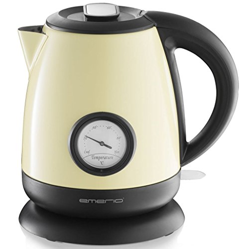 Emerio Wasserkocher aus Edelstahl, 1.0L Volumen, 2000 Watt, 360° Basis, Edelstahl Beige von Emerio