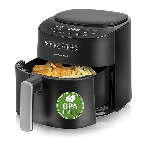 Emerio große digitale Heißluftfritteuse, TOP AirFryer, Frittieren ohne zusätzliches Öl, 4.5 Liter Volumen, 8 Automatik Programme, Cool Touch, BPA frei, schnelle Aufheizung, 1300 Watt, AF-129369 von Emerio