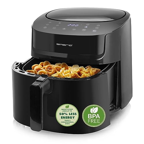 Emerio riesige digitale Heißluftfritteuse, TOP AirFryer, Frittieren ohne zusätzliches Öl, 7.2 Liter Volumen, 8 Automatik Programme, Cool Touch, BPA frei, schnelle Aufheizung, 1800 Watt, AF-129622.1 von Emerio