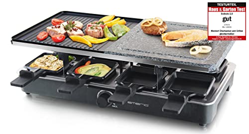 Raclette Emerio RG-110035 Heißer Stein regulierbare Temperatur Naturstein-Platte inkl Pfännchen für 8 Personen von Emerio