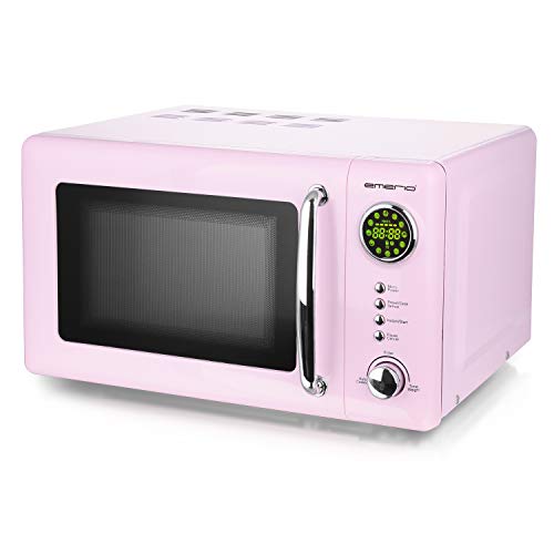 Rosa/Pink 700 Watt Mikrowelle 20 Liter Garraum Drehteller Retro Design Emerio MW-112141.1 Mikrowellen-Gerät von Emerio