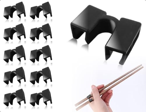 Emezddo 10 Stück Essstäbchen Helfer,Kunststoff Essstäbchen Verwenden Trainer,Wiederverwendbare Chopsticks Hilfe,verwendet für Erwachsene und Kinder Zuhause Schule Restaurant(Schwarz) von Emezddo