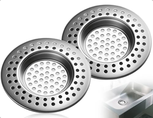 Emezddo 2 Stück Abflusssieb,Edelstahl Löcher Waschbecken Dusche Haarsieb,Duschablauf Abdeckungen,Haarfänger Stopper,verwendet für Badezimmer Küche(Silber) von Emezddo