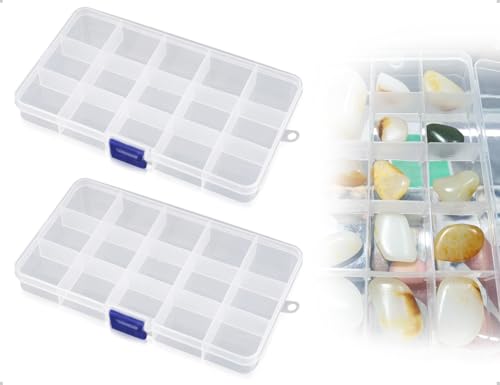 Emezddo 2 Stück Plastik Sortierbox,Transparent Klein Sortimentskasten,Schmuck Organizer Aufbewahrungsbox mit 15 Verstellbare Fächern und Deckel,verwendet für Aufbewahrung Schrauben,Perlen,Ohrringen Emezddo 2 Stück Plastik Sortierbox,Transparent Klein Sortimentskasten,Schmuck Organizer Aufbewahrungsbox mit 15 Verstellbare Fächern und Deckel,verwendet für Aufbewahrung Schrauben,Perlen,Ohrringen von Emezddo