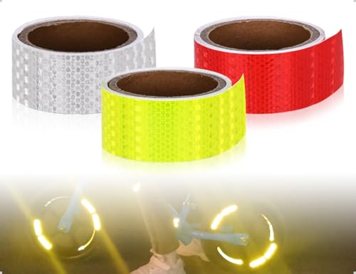 Emezddo 3 Rollen Reflektorband,Selbstklebend Wasserdicht Zuschneidbar Reflektor Aufkleber Klebeband,verwendet für Fahrräder Helme Motorrad Briefkästen Kleidung Rucksäcke(2 cm*5 m) von Emezddo
