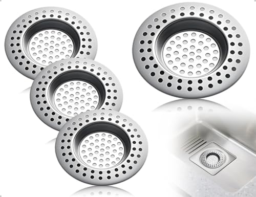 Emezddo 3 Stück Abflusssieb Dusche,Edelstahl Haarsieb Dusche,Schnellstart Waschbecken Filter für Badezimmer,Küche,Badewanne,Waschbecken(Silber) von Emezddo