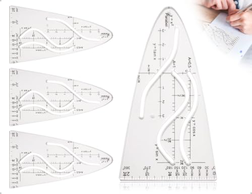 Emezddo 3 Stück Parabelschablone Mathe,Geometrie Zeichenschablone,Parabel Kurvenlineal mit Sinus Kosinus Tangens,verwendet für Studenten Büro Technisches Design Künstlerisches Schaffen Malerei Emezddo 3 Stück Parabelschablone Mathe,Geometrie Zeichenschablone,Parabel Kurvenlineal mit Sinus Kosinus Tangens,verwendet für Studenten Büro Technisches Design Künstlerisches Schaffen Malerei von Emezddo