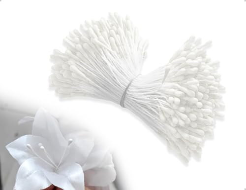 Emezddo 380 Stück Pfeifenreiniger,Künstliche Doppelköpfe Blumen Staubblatt,Pfeifenreiniger zum Basteln mit Zwei Perlen Köpfen,verwendet für DIY Dekorationen(Weiß) von Emezddo