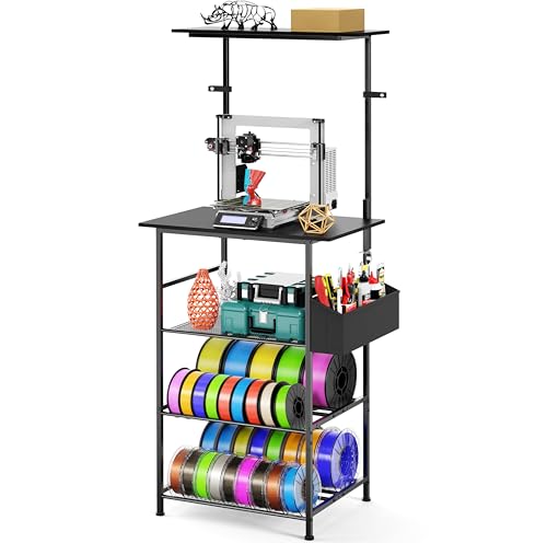 Emfogoo 3D-Druckerständer mit Filament-Aufbewahrung, 5-stöckiger 3D-Druckertisch mit Seitentasche, robuster Drucktisch, an der Wand befestigt, für Zuhause, Büro, Werkstatt, Studio, 50 x 41 x 162 cm (L von Emfogoo