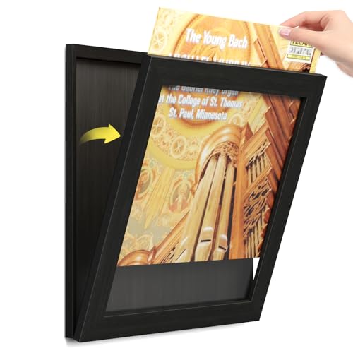 Emfogoo Schallplatten Rahmen Frontöffnung, 1er Pack Vinyl Wandrahmen für 12x12 Zoll LP Schallplatten Cover Display(Schwarz) von Emfogoo