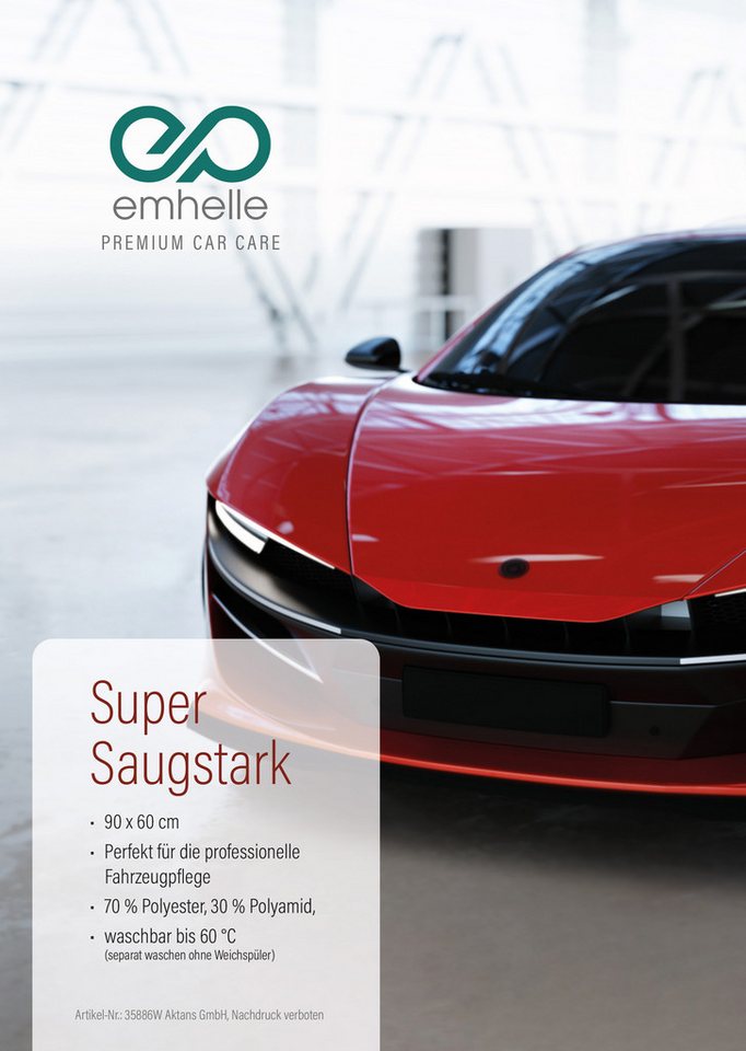 Emhelle Microfasertücher Autopflege, Super Saugstark 90x60 cm Mikrofasertuch (3-tlg) von Emhelle