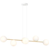 Hängelampe Metall Glas in Weiß Gold 110 cm lang von Emibig