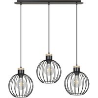 Hängelampe Retro Schwarz Metall Kugel Schirm 3 flammig von Emibig