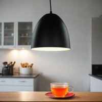 Hängelampe Schwarz innen Weiß Retro rund Esstisch von Emibig