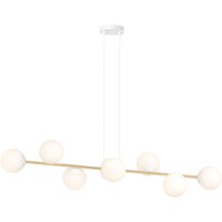 Hängelampe Weiß Gold 8x E14 Glas Metall 140 cm groß von Emibig