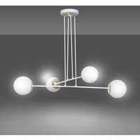 Hängeleuchte mit Schirm Weiß verstellbar Glas Metall 4x von Emibig