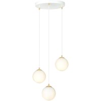 Pendelleuchte 3-flammig Ø 40 cm Weiß Gold Glas von Emibig
