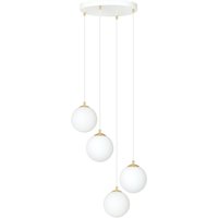 Pendelleuchte Glas Metall 4x E14 Weiß Gold verstellbar von Emibig